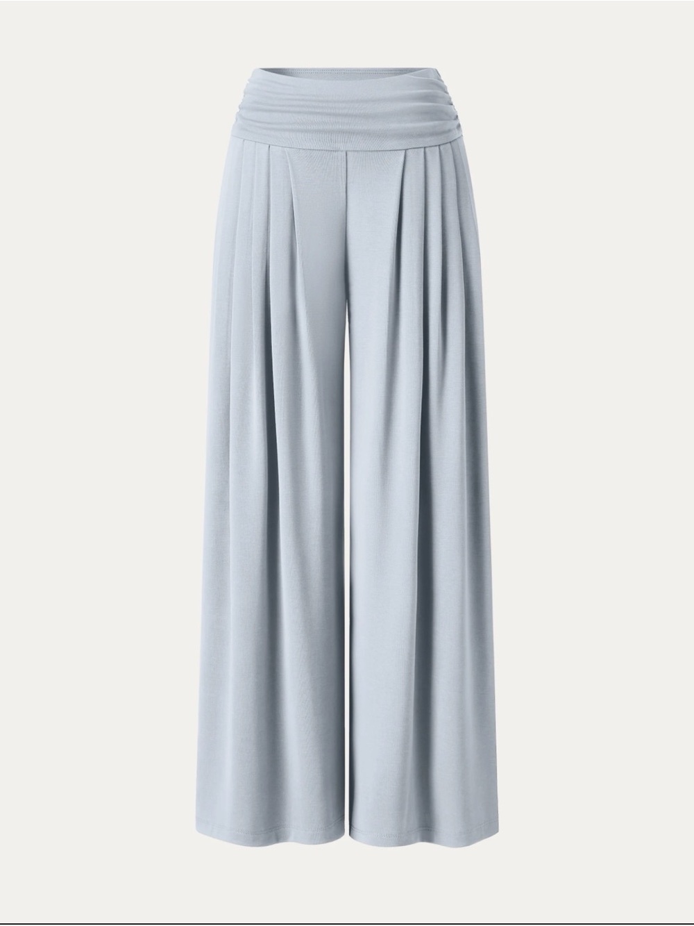 OGL Sandwashed Super Flowy Tucked Palazzo Smoke Blue Large Petite NWT